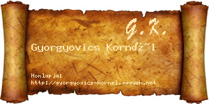 Gyorgyovics Kornél névjegykártya